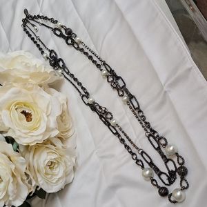 White House Black Market 32" chain, bead and rhinestone necklace.